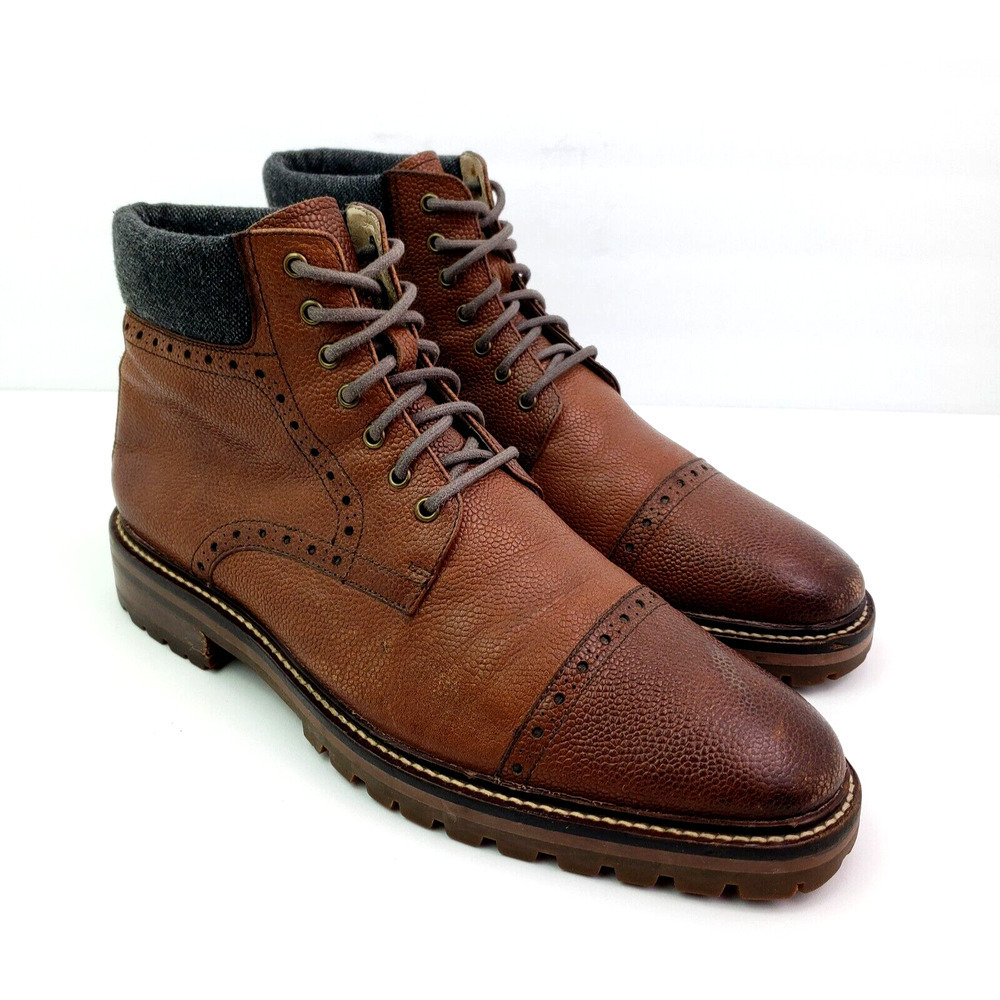 Warfield & Grand Darren Mens Size 8.5 Brown Leather Cap Toe Brogue Boots Shoes